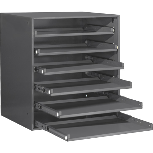 Compartment Box Cabinet, Steel, 6 Slots, 20-5/16" W x 15-15/16" D x 21-7/8" H, Grey Les Distributions ICE
