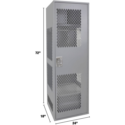 Casier pour &eacute;quipement avec porte, Acier, 24" la x 18" p x 72" h, Gris Les Distributions ICE
