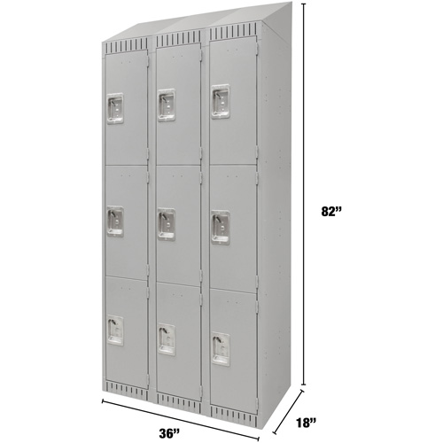 Casiers, 3 niveaux, Bloc de 3, 36" x 18" x 82", Acier, Gris, D&eacute;mont&eacute; Les Distributions ICE