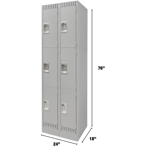 Casiers, 3 niveaux, Bloc de 2, 24" x 18" x 76", Acier, Gris, D&eacute;mont&eacute; Les Distributions ICE