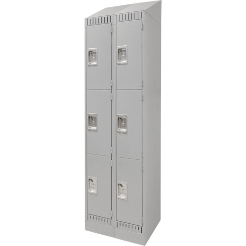 Lockers, 3 -tier, Bank of 2, 24" x 18" x 86", Steel, Grey, Knocked Down Les Distributions ICE