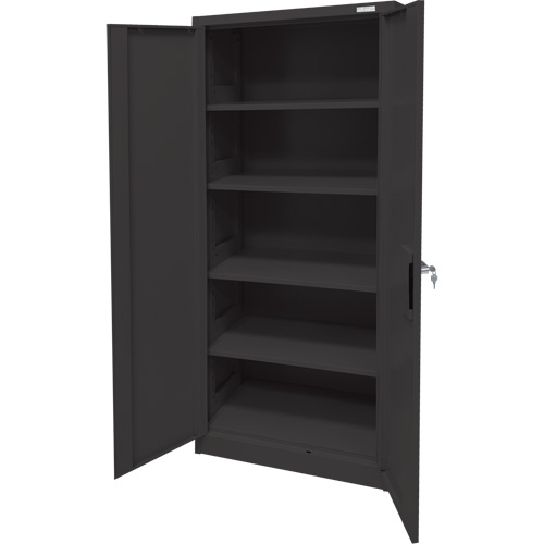 Armoire d'entreposage, Acier, 4 Tablettes, 66" h x 30" la x 15" P, Noir Les Distributions ICE