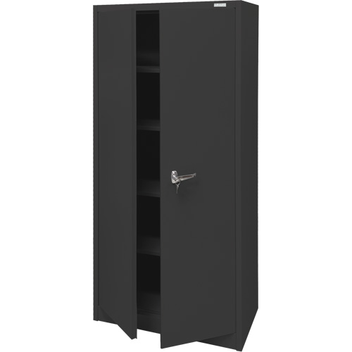 Armoire d'entreposage, Acier, 4 Tablettes, 66" h x 30" la x 15" P, Noir Les Distributions ICE