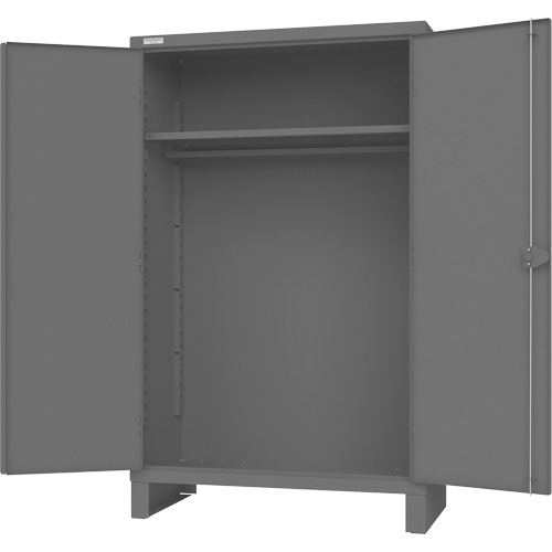 Armoire avec barre de suspension et portes encastr&eacute;es standards, Acier, 78" h x 48" la x 24" P, Gris Les Distributions ICE