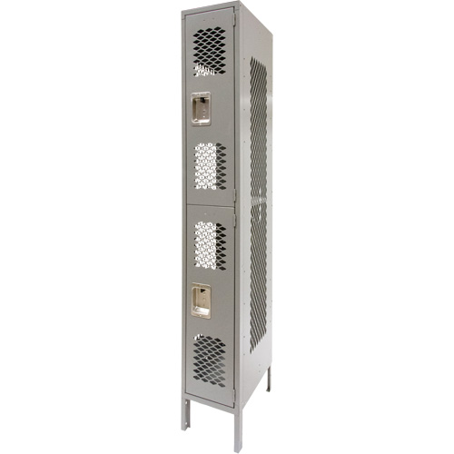 Casiers ventil&eacute;s, 2 niveaux, 12" x 18" x 78", Acier, Gris, D&eacute;mont&eacute;, Perfor&eacute; Les Distributions ICE