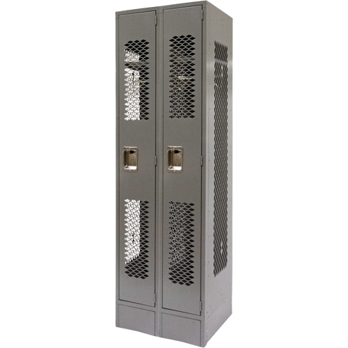 Vented Lockers, Bank of 2, 24" x 18" x 78", Steel, Grey, Knocked Down, Perforated Les Distributions ICE