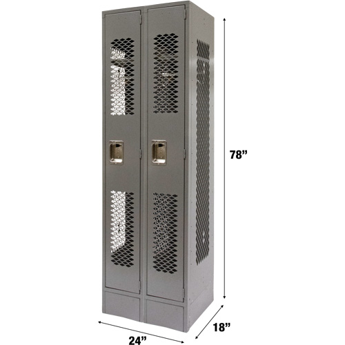 Vented Lockers, Bank of 2, 24" x 18" x 78", Steel, Grey, Knocked Down, Perforated Les Distributions ICE