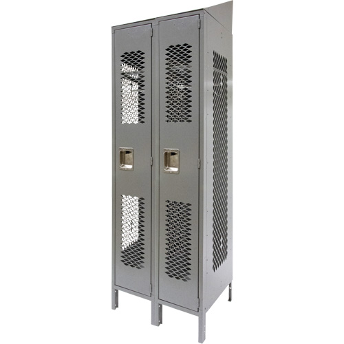 Vented Lockers, Bank of 2, 24" x 18" x 88", Steel, Grey, Knocked Down, Perforated Les Distributions ICE