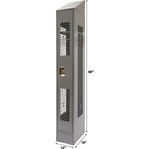 Vented Lockers, 12" x 18" x 88", Steel, Grey, Knocked Down, Perforated Les Distributions ICE