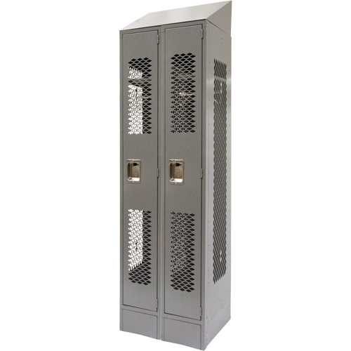 Vented Lockers, Bank of 2, 24" x 18" x 88", Steel, Grey, Knocked Down, Perforated Les Distributions ICE