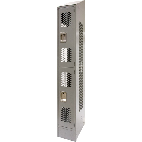Casiers ventil&eacute;s, 2 niveaux, 12" x 18" x 88", Acier, Gris, D&eacute;mont&eacute;, Perfor&eacute; Les Distributions ICE