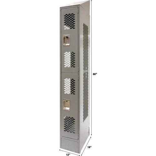 Casiers ventil&eacute;s, 2 niveaux, 12" x 18" x 88", Acier, Gris, D&eacute;mont&eacute;, Perfor&eacute; Les Distributions ICE