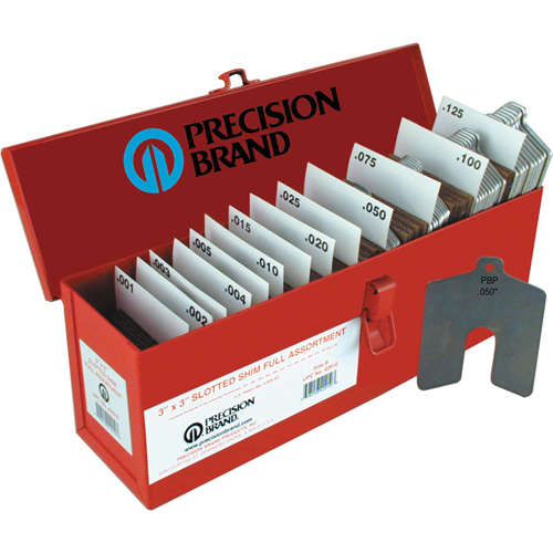 Slotted Shim Assortments, 5" L x 0.001"- 0.125" Thickness, 5" W, Stainless Steel Les Distributions ICE