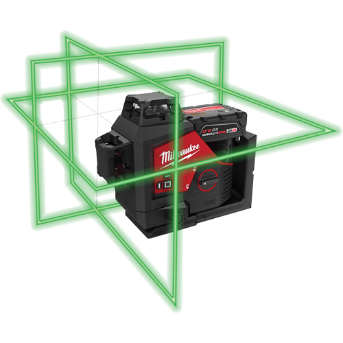 Ensemble de laser vert 360 degr&eacute;s &agrave; trois plans M12, 125' (38,1 m), 530 N.m Les Distributions ICE