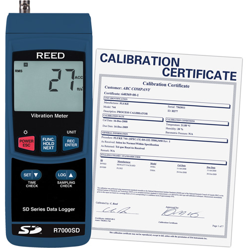 Data Logging Vibration Meter with Calibration Certificate, 10% - 85% RH, 32°- 122° F ( 0° - 50° C ) Les Distributions ICE