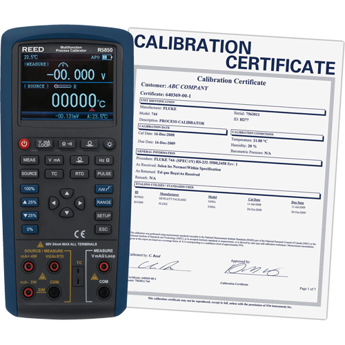 Multifunction Process Calibrator with Calibration Certification, Without Data Logging, Portable, 5 Processes Les Distributions ICE