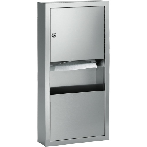 Combination Towel Dispenser with Waste Receptacle, Manual, 14" W x 4" D x 28" H Les Distributions ICE