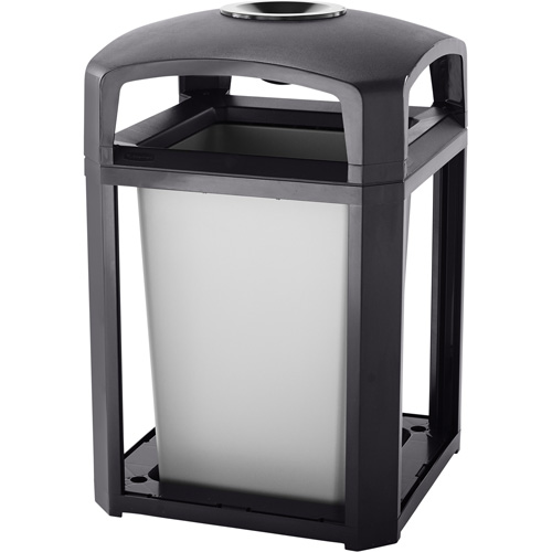 Cendrier et corbeille pour d&eacute;chets de s&eacute;rie Landmark, Plastique, Capacit&eacute; 35 gal. US, Hauteur 40" Les Distributions ICE