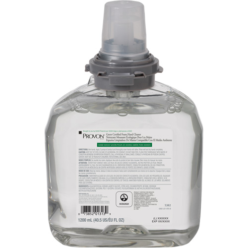 Savon pour les mains certifi&eacute; vert pour distributeur PROVON TFX, Mousse, 1200 ml, Parfum&eacute; Les Distributions ICE