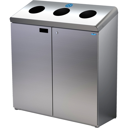 Floor Standing Recycling Station, Bulk, Stainless Steel, 42 gal. Les Distributions ICE
