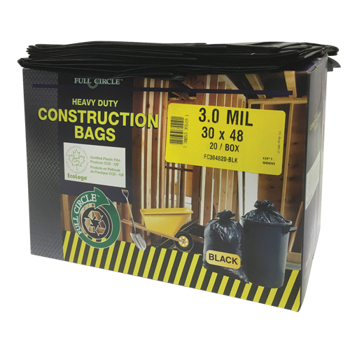 Contractor Liners, Strong, 30" W x 48" L, 3 mils, Black, 113.56 L (30 Gal.) Capacity Les Distributions ICE