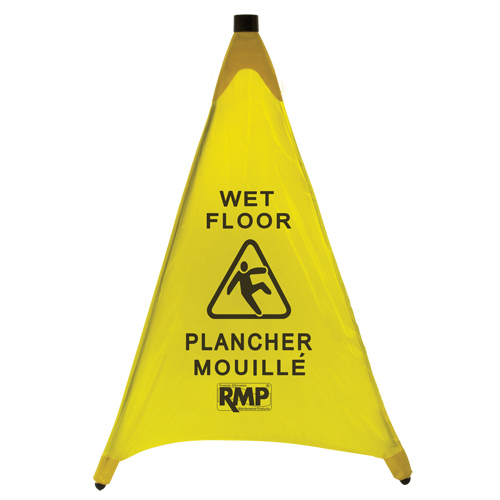 "Wet Floor" Pop-Up Safety Cone, Bilingual with Pictogram Les Distributions ICE