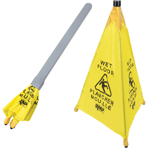 "Wet Floor" Pop-Up Safety Cone, Bilingual with Pictogram Les Distributions ICE