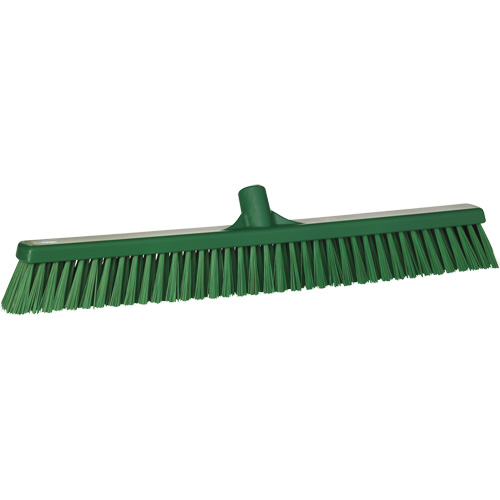 Combo Bristle Push Broom, Coarse/Fine Bristles, 24", Polyester, Green Les Distributions ICE