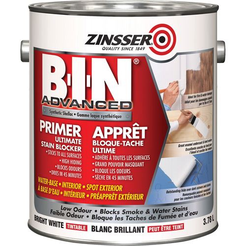 Appr&ecirc;t avanc&eacute; &agrave; base de gomme-laque synth&eacute;tique B-I-N, 3,78 L, Gallon, Blanc brillant teintable Les Distributions ICE