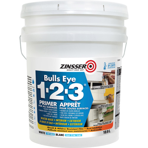 Bulls Eye 1-2-3&reg; Water-Base Primer, 18.9 L, Pail, White Les Distributions ICE