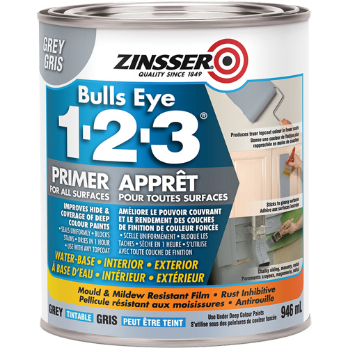 Appr&ecirc;t &agrave; base d'eau Bulls Eye 1-2-3, 946 ml, Canette, Gris Les Distributions ICE