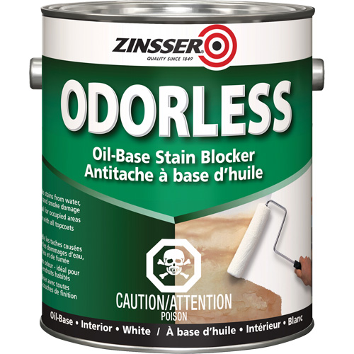 Odourless Oil-Base Stain Blocking Primer, White, Very Flat, 3.78 L, Gallon Les Distributions ICE