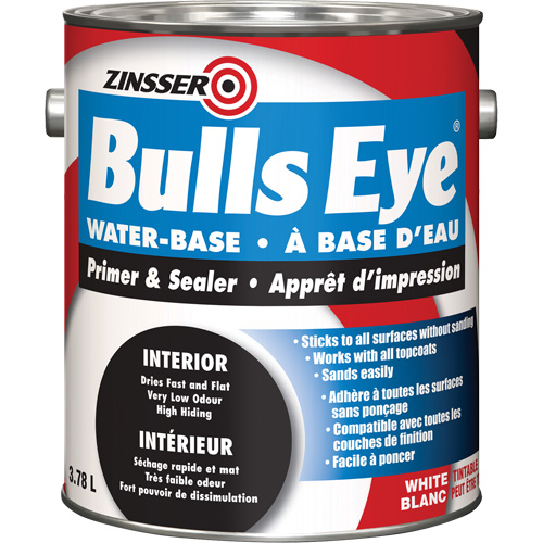 Bulls Eye&reg; Water Based Primer, 3.78 L, Gallon, White Les Distributions ICE