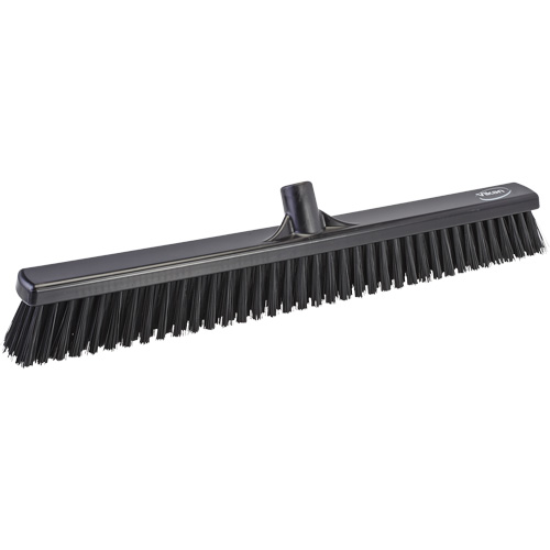 Combo Bristle Push Broom Head, Coarse/Fine Bristles, 24", Polyester, Black Les Distributions ICE