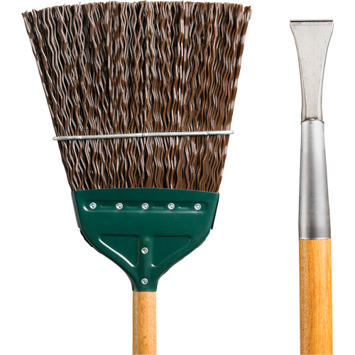 Track & Switch Broom with Heavy-Duty Forged Chisel, Wood Handle, Polypropylene Bristles, 55" L Les Distributions ICE