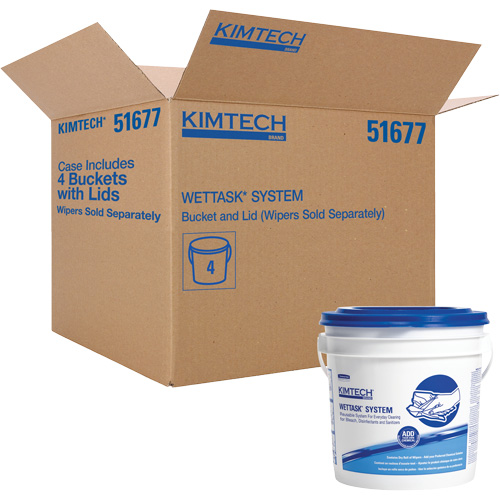 Syst&egrave;me d'essuie-tout en seau avec couvercle WetTask Les Distributions ICE