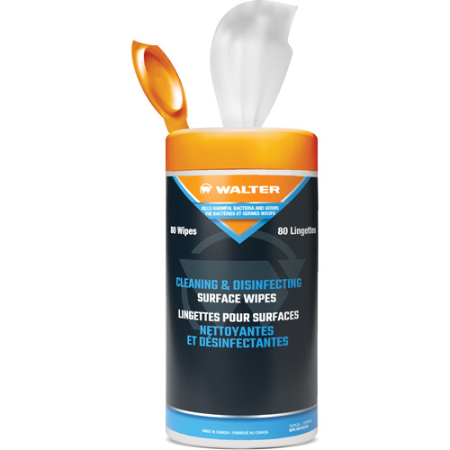 Lingettes pour le nettoyage, d&eacute;sinfection et d&eacute;graissage de surfaces, 12" x 5,5", 80 lingettes Les Distributions ICE