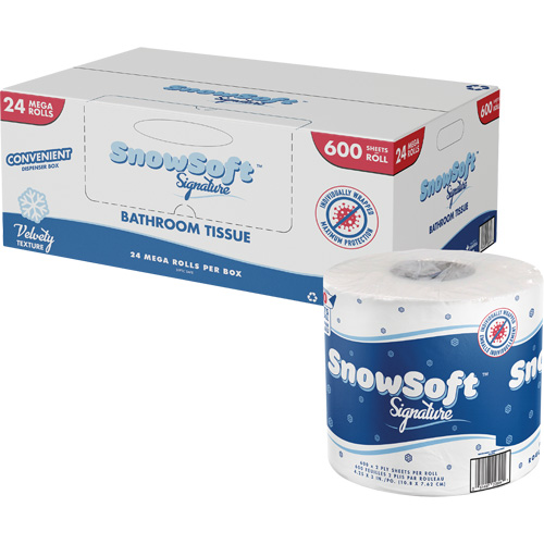 Snow Soft Premium Toilet Paper, 2 Ply, 600 Sheets/Roll, 145' Length, White Les Distributions ICE