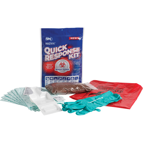 Hazwik&reg; Quick Response Spill Kit for Bodily Fluids, Biohazard, Bag, 0.49 US gal. Absorbancy Les Distributions ICE