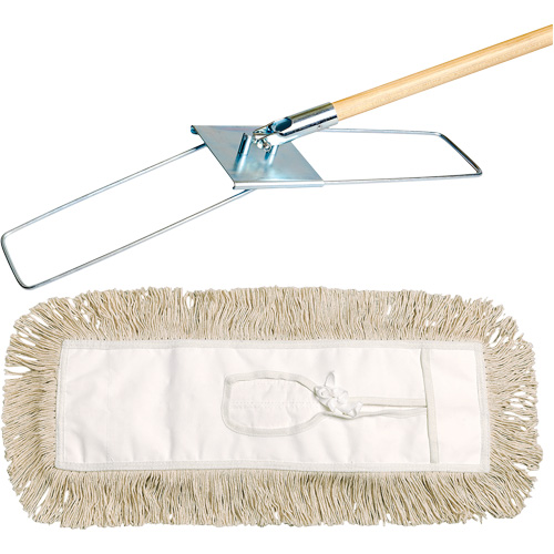 Break-Ezy Dust Mop System, Tie-On Style, Cotton, 36" L x 5" W Les Distributions ICE