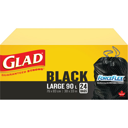 90L Garbage Bags, Regular, 30" W x 33" L, Black Les Distributions ICE