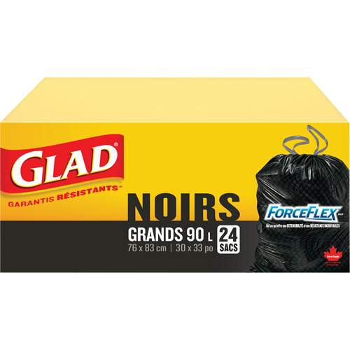 90L Garbage Bags, Regular, 30" W x 33" L, Black Les Distributions ICE
