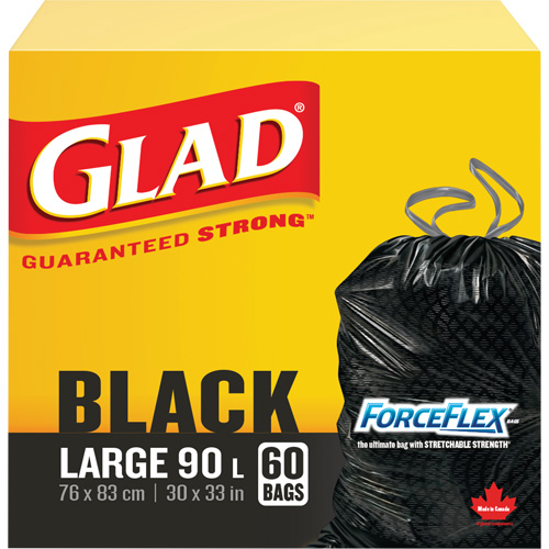 90L Garbage Bags, Regular, 30" W x 33" L, Black Les Distributions ICE