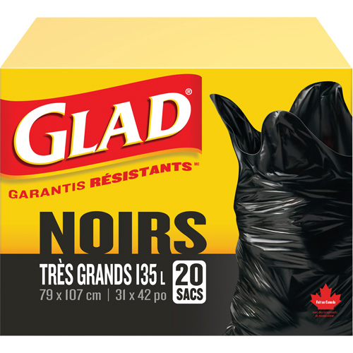 135L Garbage Bags, Regular, 31" W x 42" L, Black Les Distributions ICE