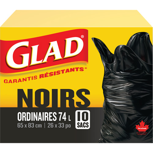 Sacs &agrave; ordures 74 L, R&eacute;gulier, 26" la x 33" lo, Noir Les Distributions ICE