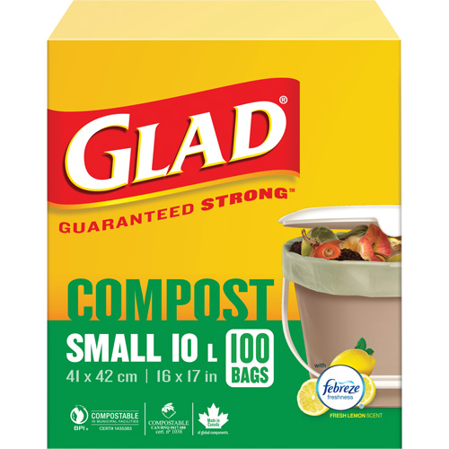 Petits sacs de compostage, R&eacute;gulier, 17" lo x 16" la, Brun, Capacit&eacute; de 10 L (3 gal.) Les Distributions ICE