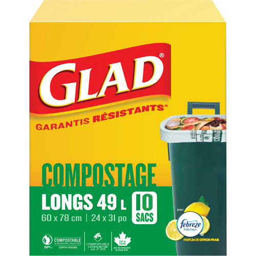 Sacs de compostage hauts, R&eacute;gulier, 31" lo x 24" la, Brun, Capacit&eacute; de 49 L (13 gal.) Les Distributions ICE