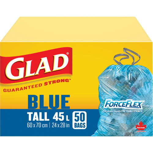 45L Recycling Bags, Regular, 24" W x 28" L, Blue Les Distributions ICE