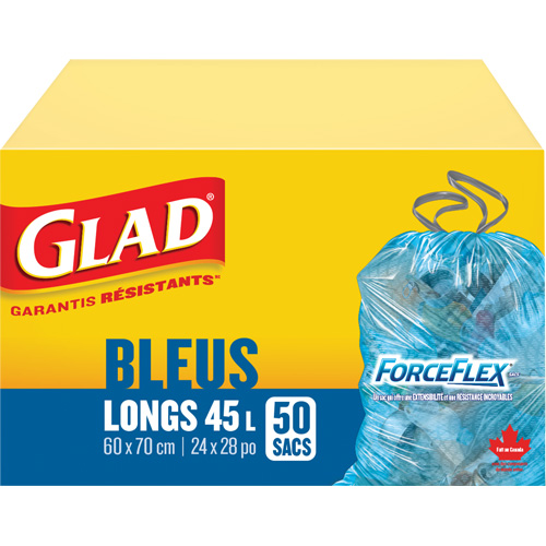 45L Recycling Bags, Regular, 24" W x 28" L, Blue Les Distributions ICE