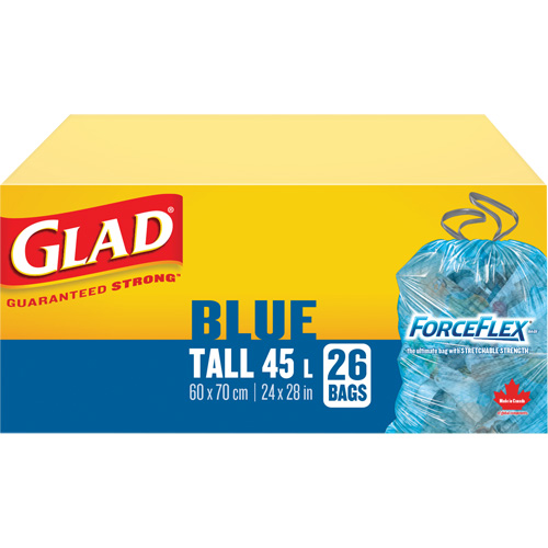 45L Recycling Bags, Regular, 24" W x 28" L, Blue Les Distributions ICE